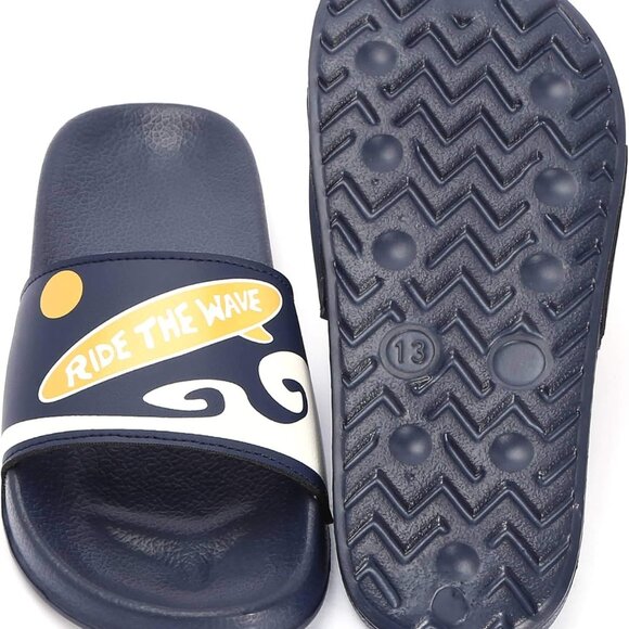 Kids Slides Shoes Non Slip Triangle Geometric Art Sandals Outdoor - Size 2 - Picture 2 of 7